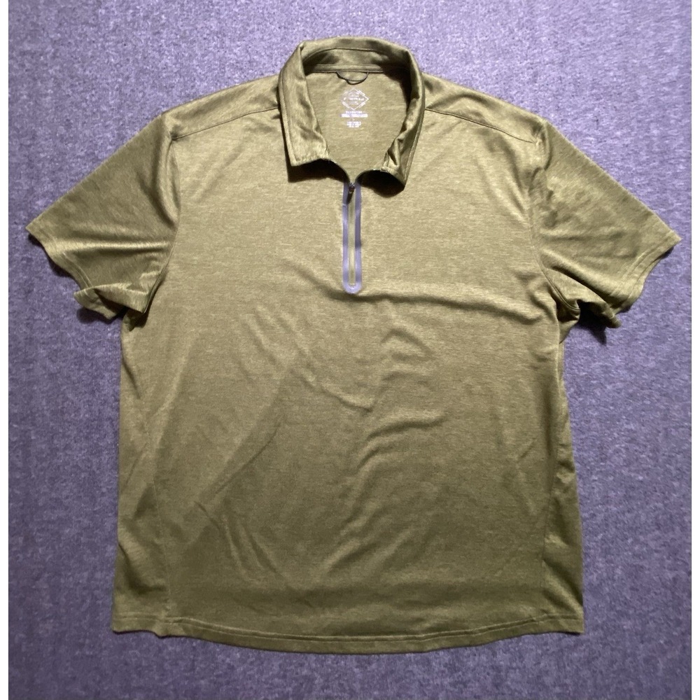 St Johns Bay Quick Dry Performance Polo Shirt Mens Green Short Sleeve Size L